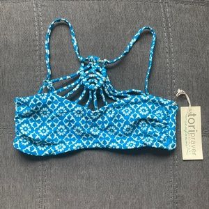 NWT Tori Praver Seafoam Swimwear Caribbean Blue Knot Swim Top